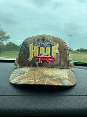 HUF Camouflage Cap with Yellow and Red Logo